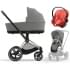 Коляска 3 в 1 Cybex Priam IV Rosegold и автокресло Aton S2 i-Size с базой Base One Mirage Grey/Hibiscus Red