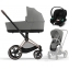 Коляска 3 в 1 Cybex Priam IV Rosegold и автокресло Aton S2 i-Size с базой Base One Mirage Grey/Moon Black