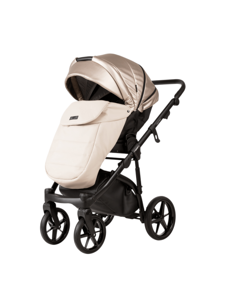 Детская коляска Adamex Nola Deluxe 3 в 1 N-SD10 (СВ.БЕЖ КОЖА + БЕЖ.ПЕРЛ.КОЖА)