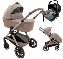 Коляска Agex Prima Pro 3 в 1 с автокреслом i-Safe Grey Beige (Бежевый)