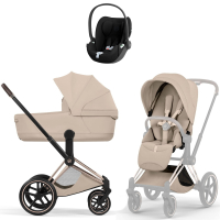 Коляска 3 в 1 Cybex Priam V Rosegold Style Cozy Beige + Cloud T Sepia Black