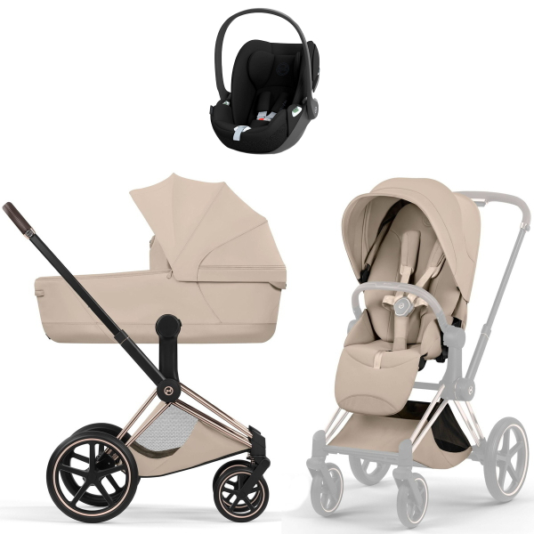 Коляска 3 в 1 Cybex Priam V Rosegold Style Cozy Beige + Cloud T Sepia Black