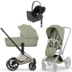 Коляска 4 в 1 Cybex Priam V Rosegold Style Sage Green + Cloud T Sepia Black Base T