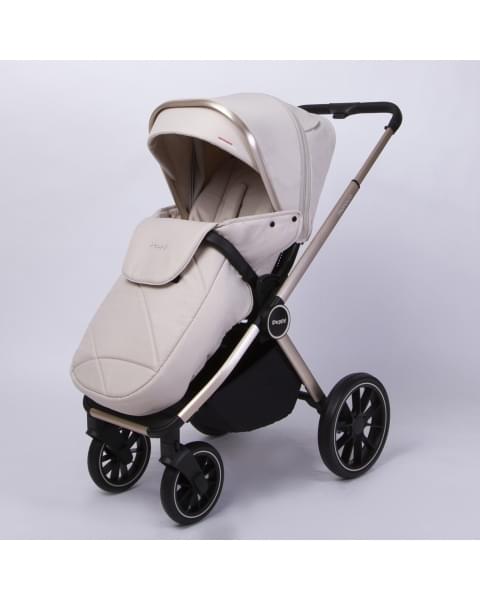 Коляска детская Peppy Monaco 2 в 1 GP Beige (бежевый), рама беж, шлифованный алюминий