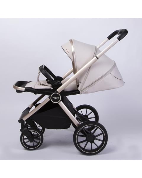 Коляска детская Peppy Monaco 2 в 1 GP Beige (бежевый), рама беж, шлифованный алюминий