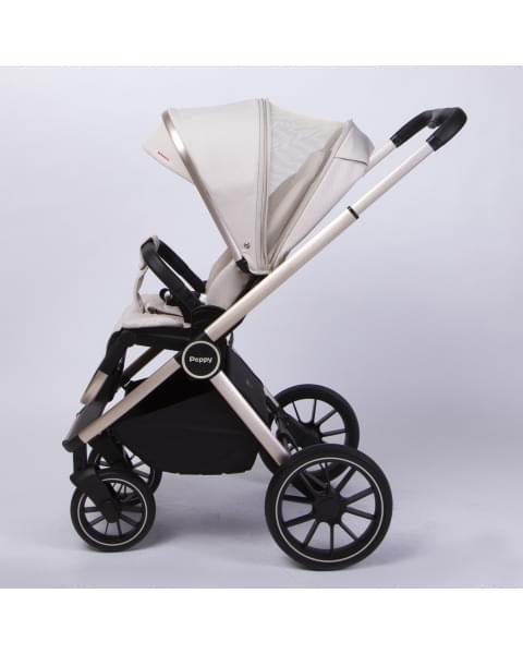 Коляска детская Peppy Monaco 2 в 1 GP Beige (бежевый), рама беж, шлифованный алюминий