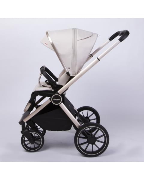 Коляска детская Peppy Monaco 2 в 1 GP Beige (бежевый), рама беж, шлифованный алюминий