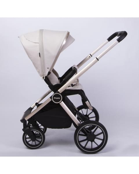 Коляска детская Peppy Monaco 2 в 1 GP Beige (бежевый), рама беж, шлифованный алюминий