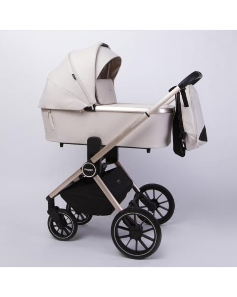 Коляска детская Peppy Monaco 2 в 1 GP Beige (бежевый), рама беж, шлифованный алюминий