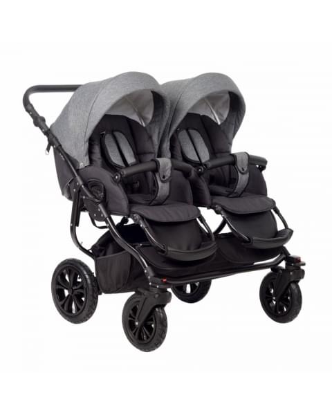 Коляска для двойни 2 в 1 Indigo Charlotte Sity Duo, Cs 04 (Черный + Темно-серый)