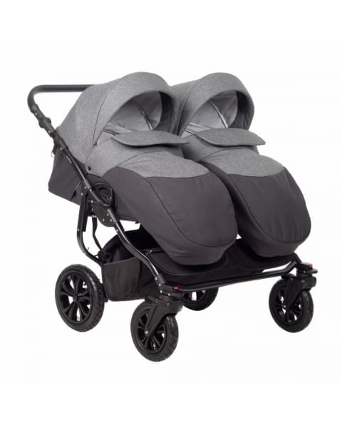 Коляска для двойни 2 в 1 Indigo Charlotte Sity Duo, Cs 04 (Черный + Темно-серый)