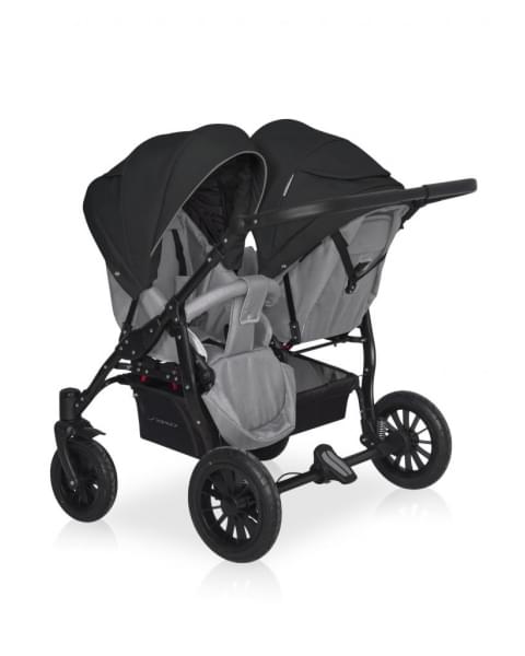 Коляска для двойни 2 в 1 Riko Basic Saxo, 05 (Светло-серый / Чёрный)