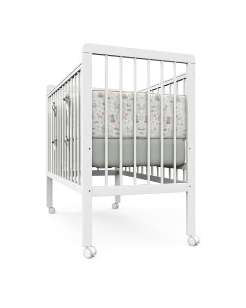 Кровать детская Pituso TINY (лайт) автостенка/колесо Белая аляска