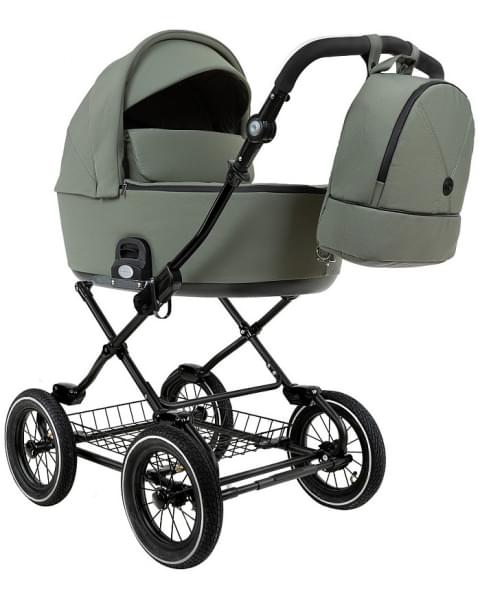 Детская коляска Roan Bass Next Classic 2.0 d12 3 в 1 с автокреслом Tutis Elo Lux EduSky Black BNC/82/2 Sage Green/Black/руч.Black