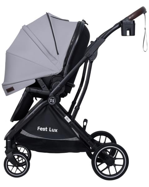 Детская прогулочная коляска Farfello Fest Lux Серый/Grey FL-3 черная рама