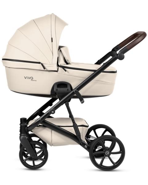 Детская коляска Tutis Viva 6 Plus Leather 3 в 1 с автокреслом Elo Lux EduSky Black 1612086 Vanilla
