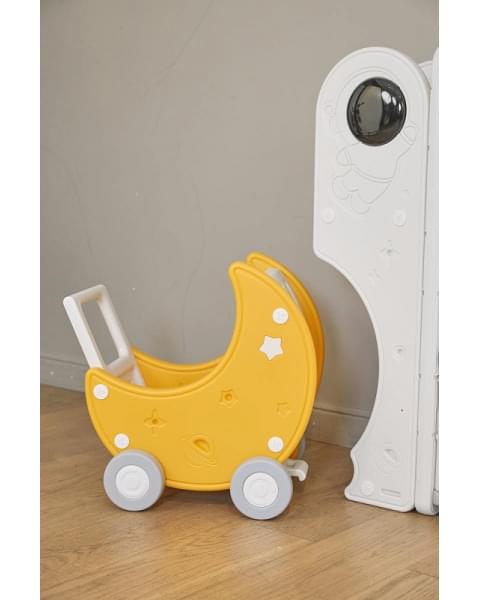 Стеллаж для игрушек UNIX Kids Moon 13 (3 полки + 10 ящиков) желтый/белый