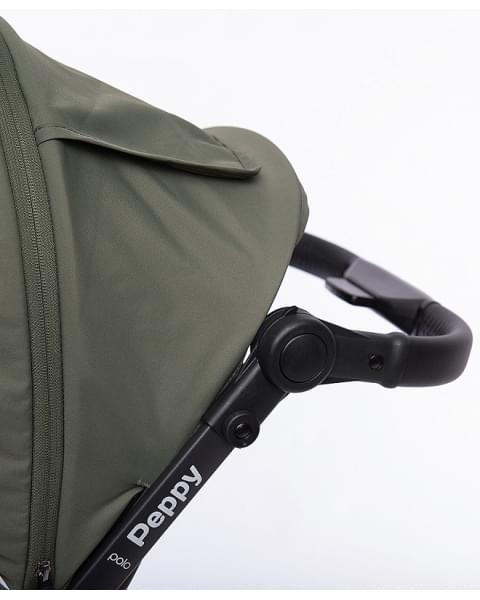Прогулочная коляска Peppy Polo 2.0 Oliva Green черная рама сумка