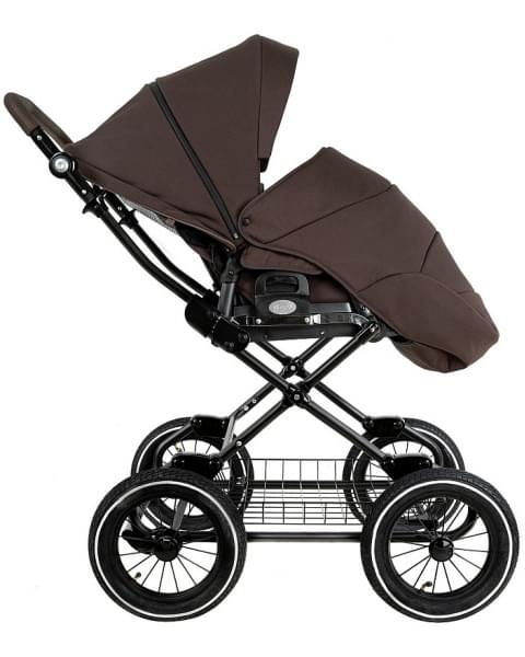 Детская коляска Roan Bass Next Classic 2.0 d12 3 в 1 с автокреслом Tutis Elo Lux EduSky Black BNC/83/2 Turkish Coffe/Black/руч.Cappuccino