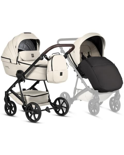 Детская коляска Tutis Viva 6 Plus Leather 3 в 1 с автокреслом Elo Lux EduSky Black 1612086 Vanilla