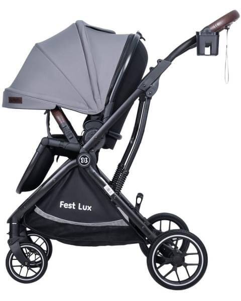Детская прогулочная коляска Farfello Fest Lux Серый/Grey FL-3 черная рама