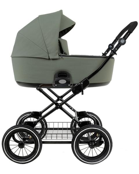 Детская коляска Roan Bass Next Classic 2.0 d12 3 в 1 с автокреслом Tutis Elo Lux EduSky Black BNC/82/2 Sage Green/Black/руч.Black