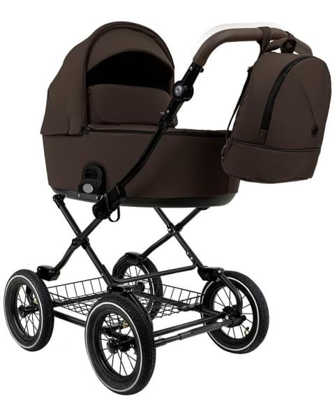 Детская коляска Roan Bass Next Classic 2.0 d12 3 в 1 с автокреслом Tutis Elo Lux EduSky Black BNC/83/2 Turkish Coffe/Black/руч.Cappuccino