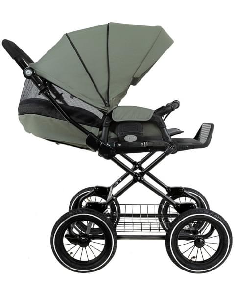 Детская коляска Roan Bass Next Classic 2.0 d12 3 в 1 с автокреслом Tutis Elo Lux EduSky Black BNC/82/2 Sage Green/Black/руч.Black