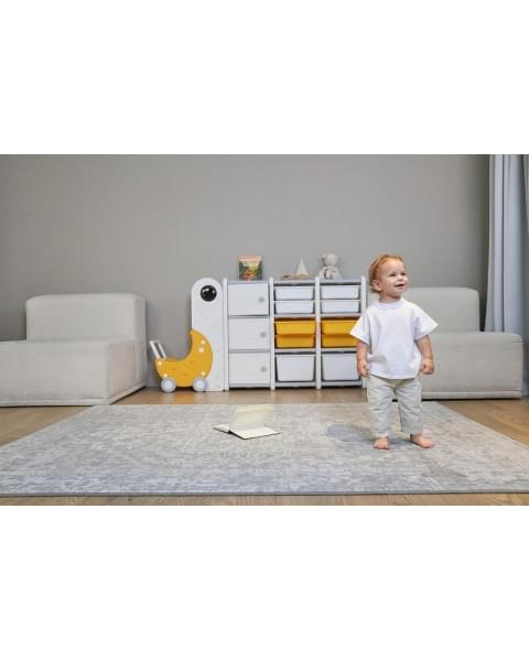 Стеллаж для игрушек UNIX Kids Moon 13 (3 полки + 10 ящиков) желтый/белый