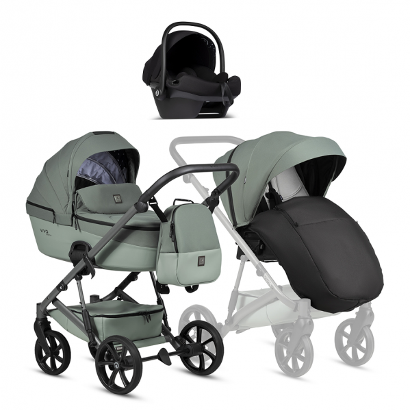 Детская коляска Tutis Viva 6 Plus Essential 3 в 1 с автокреслом Elo Lux EduSky Black 1612039 Sage