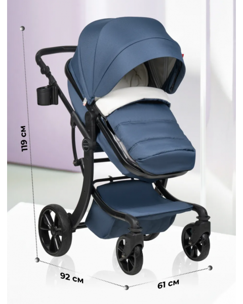 Коляска 2 в 1 трансформер Aimile Original New Black Темно-синий / Navy Blue NDB-2