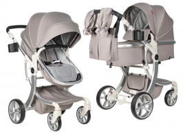 Коляска 2 в 1 трансформер Aimile Original New Pearl Капучино NDP-4