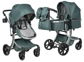 Коляска 2 в 1 трансформер Aimile Original New Silver Вечнозеленый NDS-1