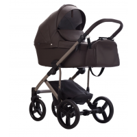 Детская коляска Bebetto Magnum Light Pro 3 в 1 с автокреслом Avionaut Cosmo 09 коричневая кожа бежевая рама