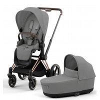 Коляска с электроприводом 2 в 1 Cybex E-Priam IV шасси Rosegold, Mirage Grey (Серый)