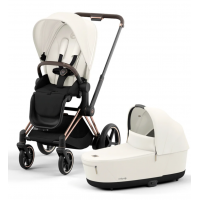 Коляска с электроприводом 2 в 1 Cybex E-Priam IV шасси Rosegold, Off White (Белый)