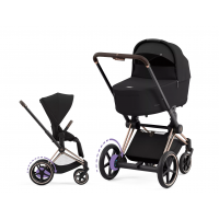 Коляска с электроприводом 2 в 1 Cybex E-Priam IV шасси Rosegold, Sepia Black (Черный)