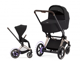 Коляска с электроприводом 2 в 1 Cybex E-Priam IV шасси Rosegold, Sepia Black (Черный)