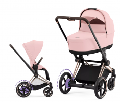 Коляска с электроприводом 2 в 1 Cybex E-Priam IV шасси Rosegold, Peach Pink (Розовый)