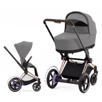 Коляска с электроприводом 2 в 1 Cybex E-Priam IV шасси Rosegold, Mirage Grey (Серый)
