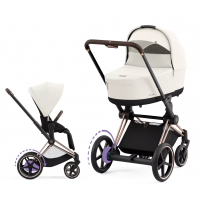Коляска с электроприводом 2 в 1 Cybex E-Priam IV шасси Rosegold, Off White (Белый)