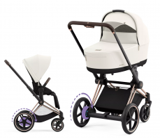 Коляска с электроприводом 2 в 1 Cybex E-Priam IV шасси Rosegold, Off White (Белый)