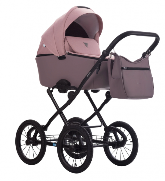 Детская коляска 2 в 1 MORENO SL NEW 04 св.розовый+т.пудра кожа