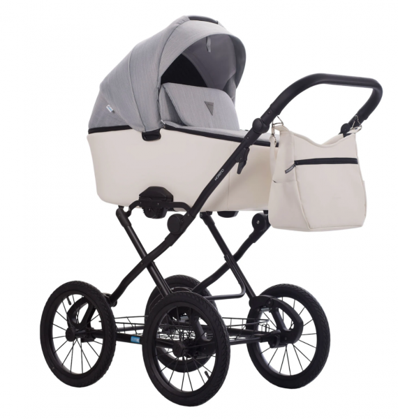 Детская коляска 2 в 1 MORENO SL NEW 07 св.серый+белая кожа