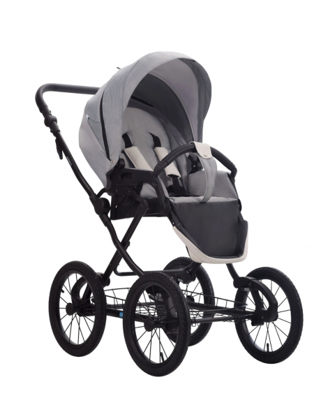 Детская коляска 2 в 1 MORENO SL NEW 07 св.серый+белая кожа
