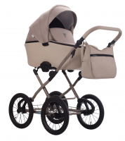 Детская коляска 2 в 1 MORENO SL NEW 02 бежевый+св.бежевая кожа бежевая рама