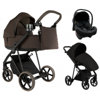 Детская коляска Roan Sol 2.0 3 в 1 с автокреслом Tutis Elo Lux EduSky Black Turkish Coffe/ Black/руч.Cappuccino