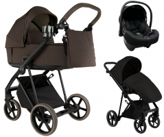 Детская коляска Roan Sol 2.0 3 в 1 с автокреслом Tutis Elo Lux EduSky Black Turkish Coffe/ Black/руч.Cappuccino