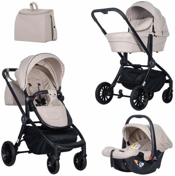 Детская коляска Farfello Baby Shell 3 в 1 2024 кофейный