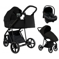 Детская коляска Roan Sol 2.0 3 в 1 с автокреслом Tutis Elo Lux EduSky Black Caviar Black/ Black/ руч.Black